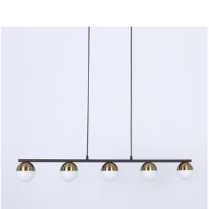 JS-GL-8203-5 - Antique Brass Metal Glass Ball Chandelier