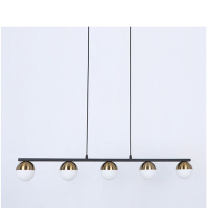 JS-GL-8203-5 - Antique Brass Metal Glass Ball Chandelier