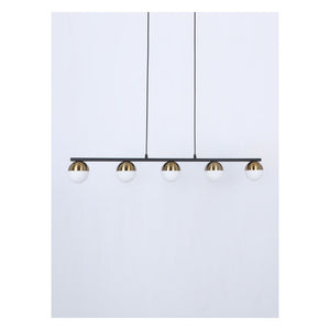 JS-GL-8203-5 - Antique Brass Metal Glass Ball Chandelier