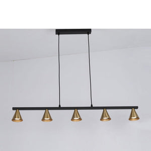 JS-GL-8207-5 - Antique Brass & Black Metal Rectangular Hanging Light
