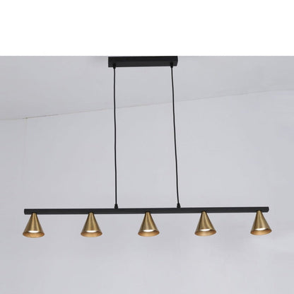 JS-GL-8207-5 - Antique Brass & Black Metal Rectangular Hanging Light