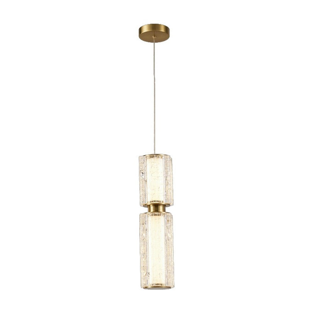 JS-GL-82177-2H - Antique Brass Metal & Acrylic Led Hanging Light