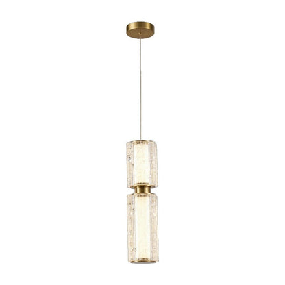 JS-GL-82177-2H - Antique Brass Metal & Acrylic Led Hanging Light