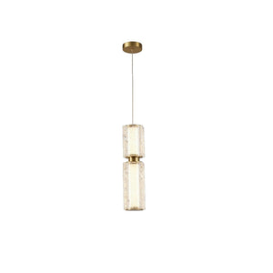 JS-GL-82177-2H - Antique Brass Metal & Acrylic Led Hanging Light