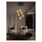 JS-GL-82407-6 - Antique Brass Metal & Glass Led Hanging Light