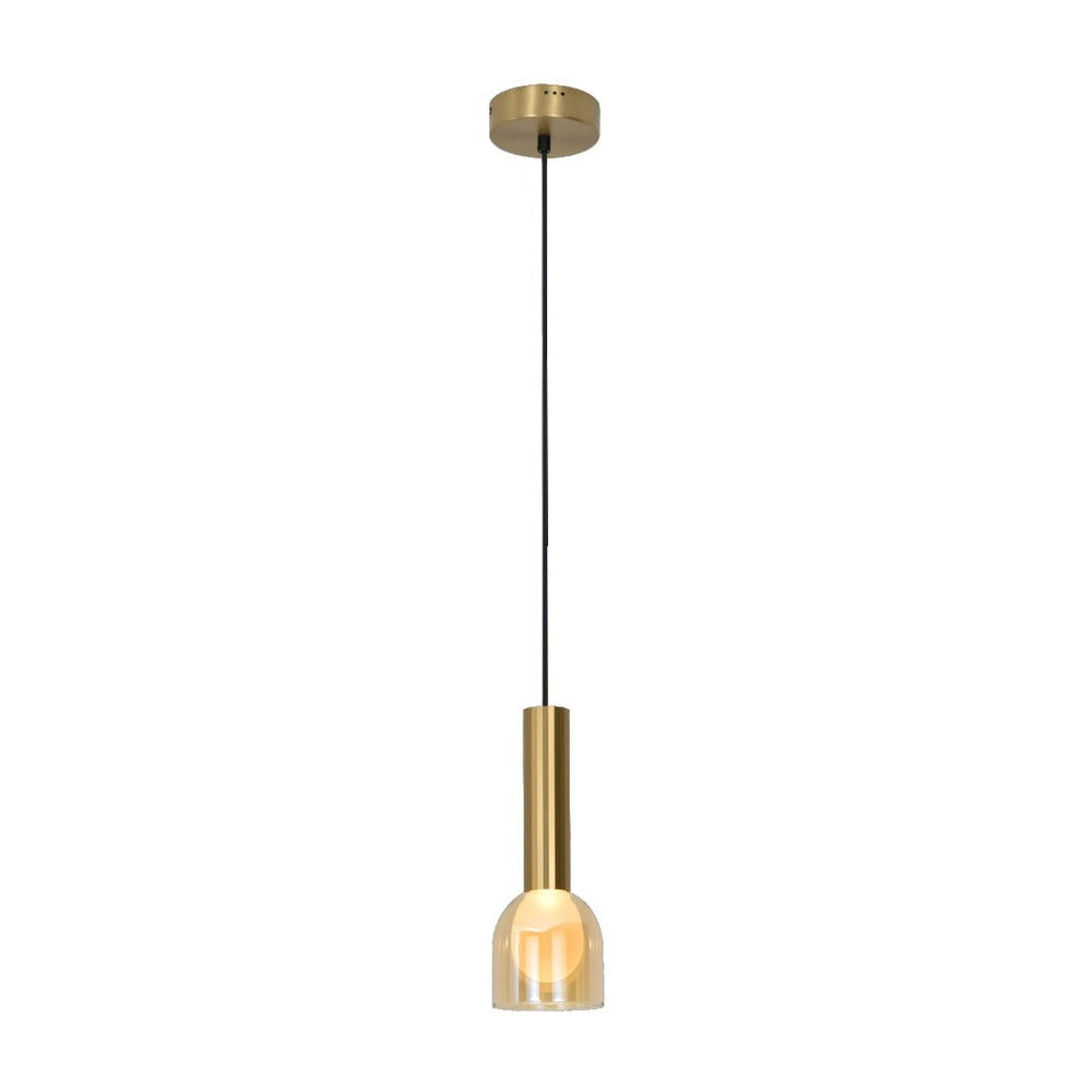 JS-GL-82504-1 - Antique Brass Metal Glass Hanging Light