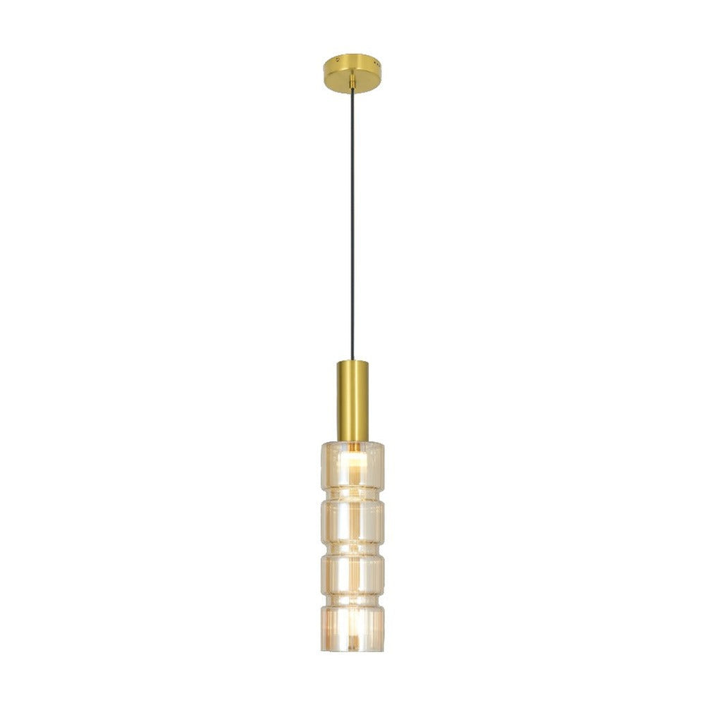 JS-GL-82512 - Antique Brass Metal Glass Hanging Light
