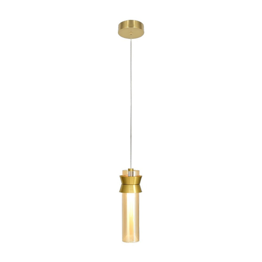 JS-GL-82515-1 - Antique Brass Metal Glass Hanging Light