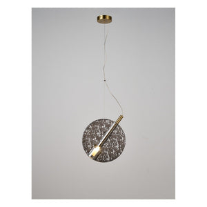 JS-GL-82716-SM - Antique Brass Metal & Smoke Glass & Acrylic Glass Hanging Light
