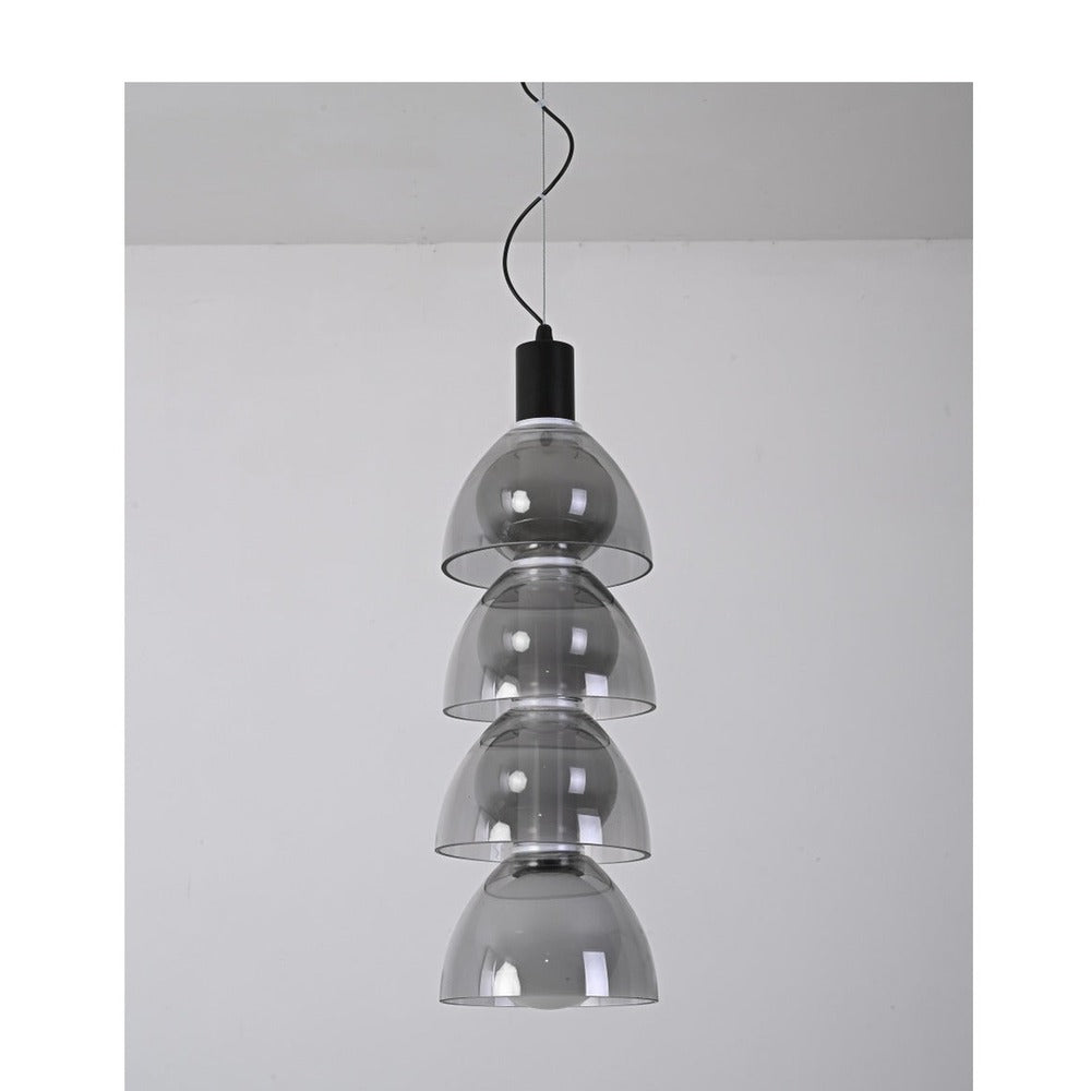 JS-GL-8318-B - Black Metal & Glass & Acrylic Led Hanging Light