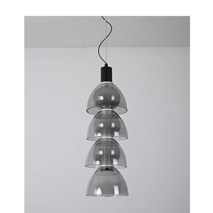 JS-GL-8318-B - Black Metal & Glass & Acrylic Led Hanging Light