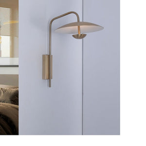 JS-GL-8323-W - Antique Brass & White Metal Modern Wall Light