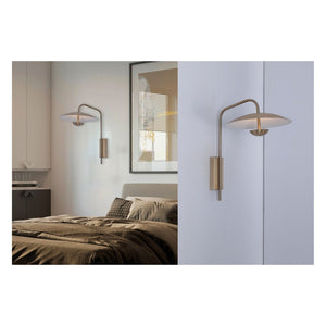 JS-GL-8323-W - Antique Brass & White Metal Modern Wall Light