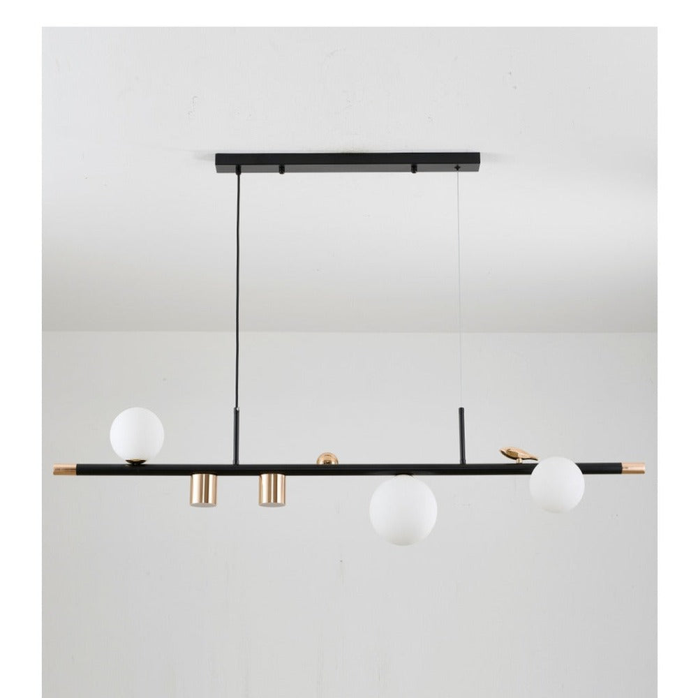 JS-GL-84510D - French Gold & Black Metal Glass Hanging Light