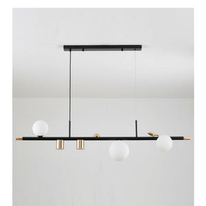 JS-GL-84510D - French Gold & Black Metal Glass Hanging Light