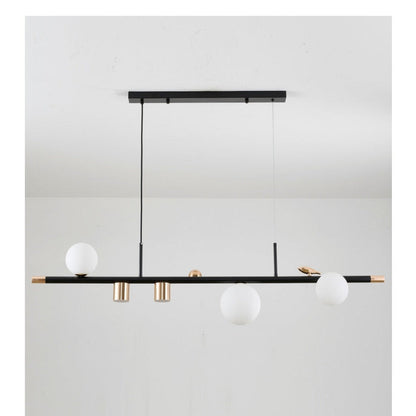 JS-GL-84510D - French Gold & Black Metal Glass Hanging Light