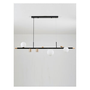 JS-GL-84510D - French Gold & Black Metal Glass Hanging Light