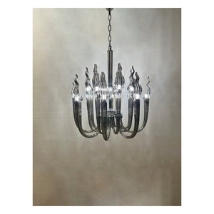 JS-GL-8523-16 - Chrome Metal & Glass Candle Arm Chandelier
