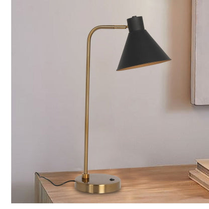 JS-GL-8596-CONE - ANTIQUE BRASS & BLACK & WHITE METAL Led Floor Lamp