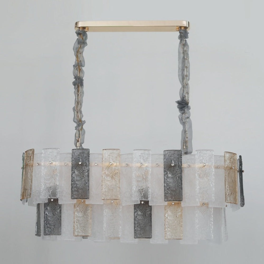 JS-GL-87309-900L - French Gold Metal Glass Hanging Light