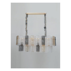 JS-GL-87309-900L - French Gold Metal Glass Hanging Light