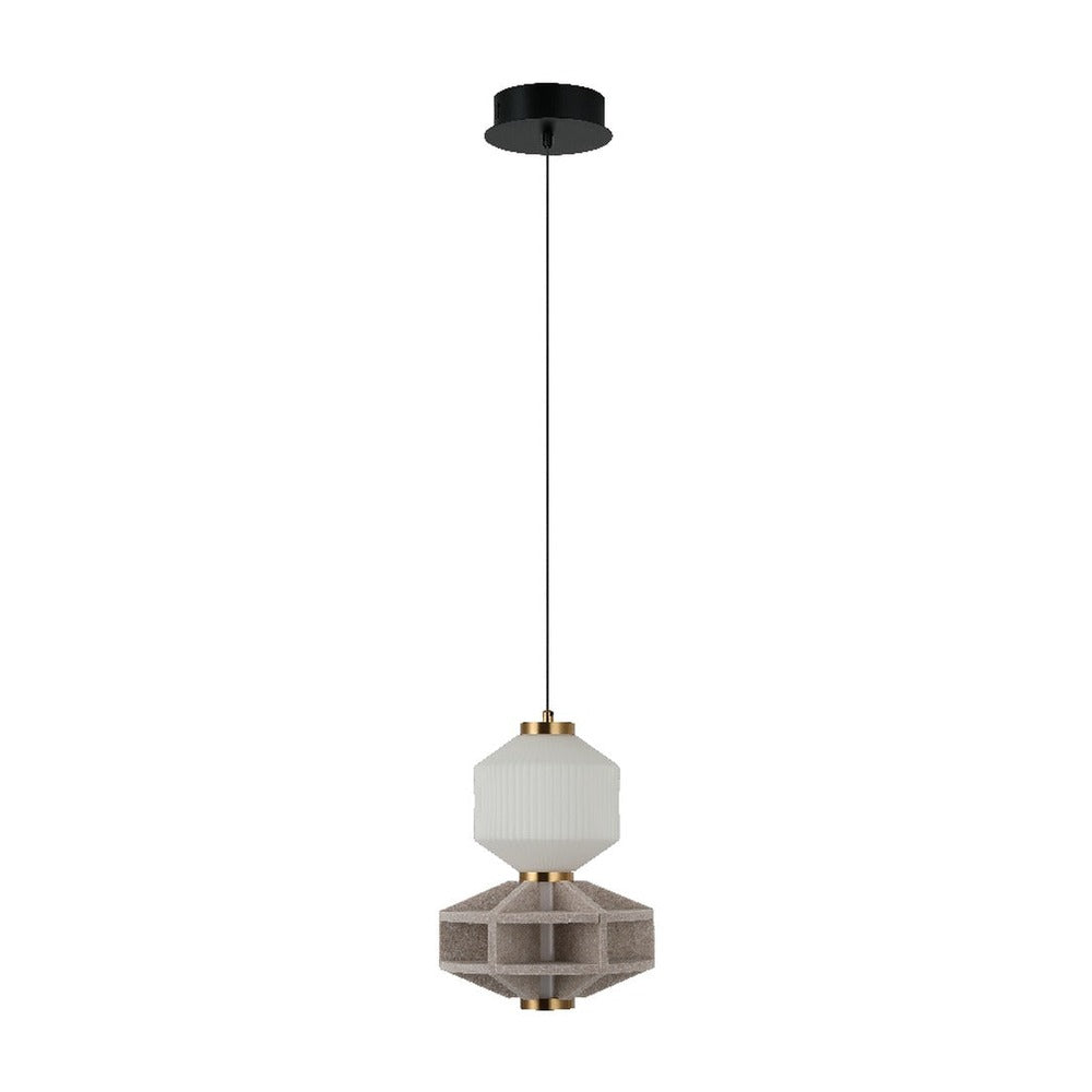 JS-GL-8784-2 - Antique Brass Metal & Acoustic Glass Hanging Light