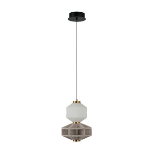 JS-GL-8784-2 - Antique Brass Metal & Acoustic Glass Hanging Light