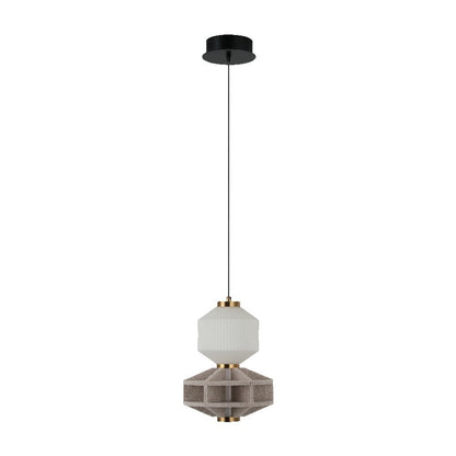 JS-GL-8784-2 - Antique Brass Metal & Acoustic Glass Hanging Light