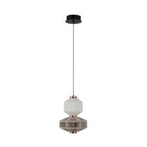 JS-GL-8784-2 - Antique Brass Metal & Acoustic Glass Hanging Light