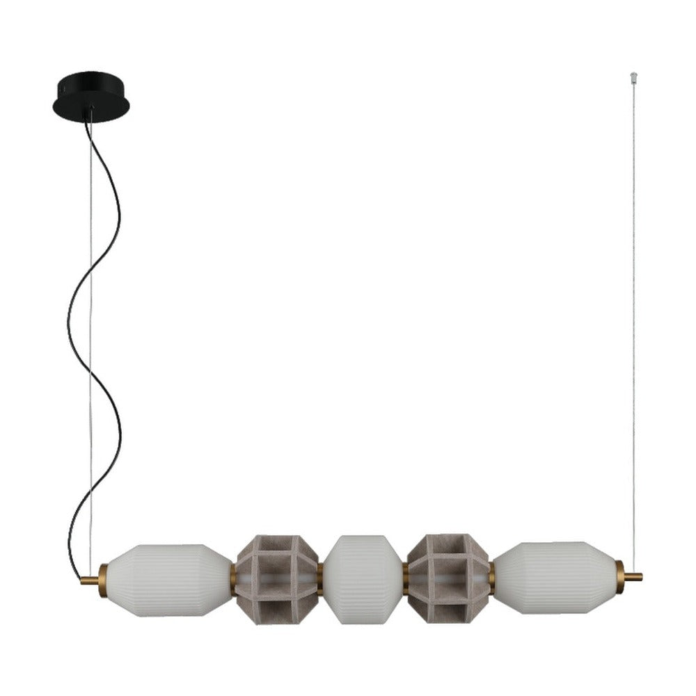JS-GL-8786-5 - Antique Brass Metal & Glass & Acoustic Led Hanging Light