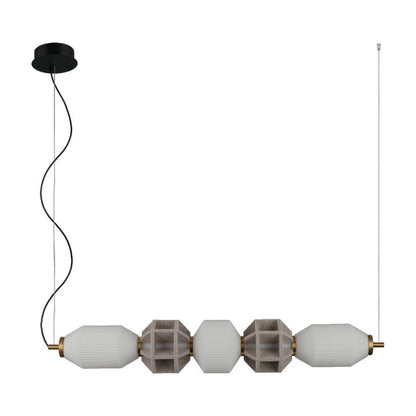 JS-GL-8786-5 - Antique Brass Metal & Glass & Acoustic Led Hanging Light