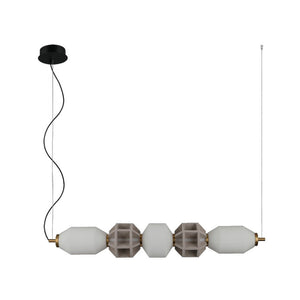 JS-GL-8786-5 - Antique Brass Metal & Glass & Acoustic Led Hanging Light