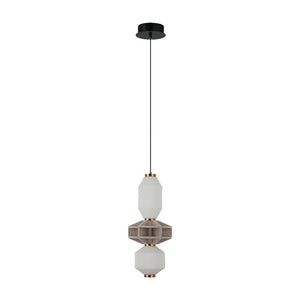 JS-GL-8788-3A - Antique Brass Metal & Acoustic Glass Hanging Light