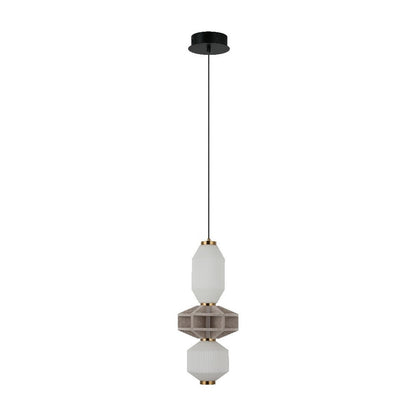 JS-GL-8788-3A - Antique Brass Metal & Acoustic Glass Hanging Light