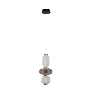 JS-GL-8788-3A - Antique Brass Metal & Acoustic Glass Hanging Light