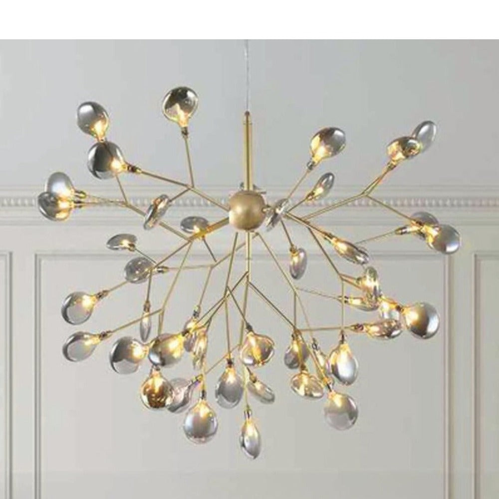 JS-GL-8801-36 - GOLD METAL & AMBER GLASS Modern Chandelier