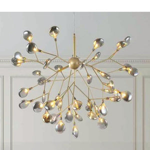 JS-GL-8801-36 - GOLD METAL & AMBER GLASS Modern Chandelier