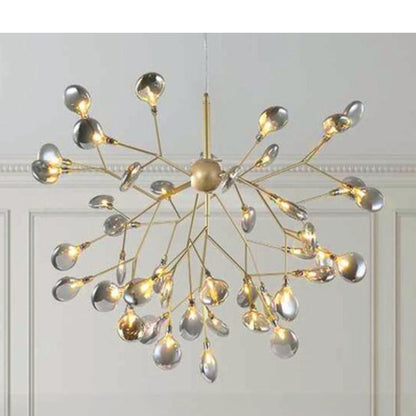 JS-GL-8801-36 - GOLD METAL & AMBER GLASS Modern Chandelier