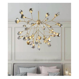 JS-GL-8801-36 - GOLD METAL & AMBER GLASS Modern Chandelier