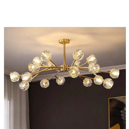JS-GL-8802-18 - Antique Brass Metal & Crystals Led Chandelier