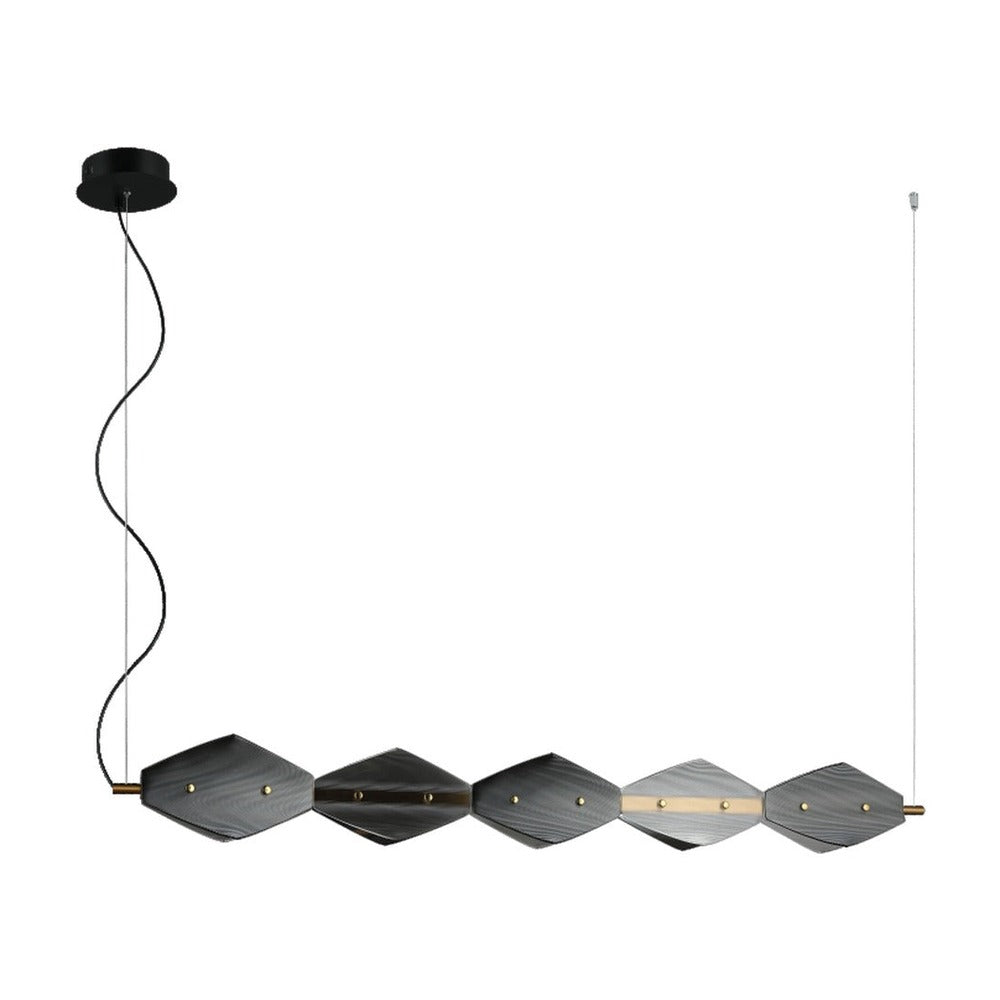 JS-GL-8820-10 - Antique Brass Metal & Glass Led Hanging Light