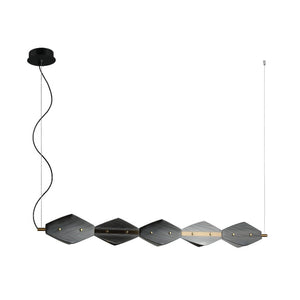 JS-GL-8820-10 - Antique Brass Metal & Glass Led Hanging Light