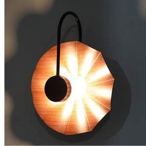 JS-GL-883-DW - DARK WOOD & BLACK METAL & ACRYLIC Artistic Wall Light