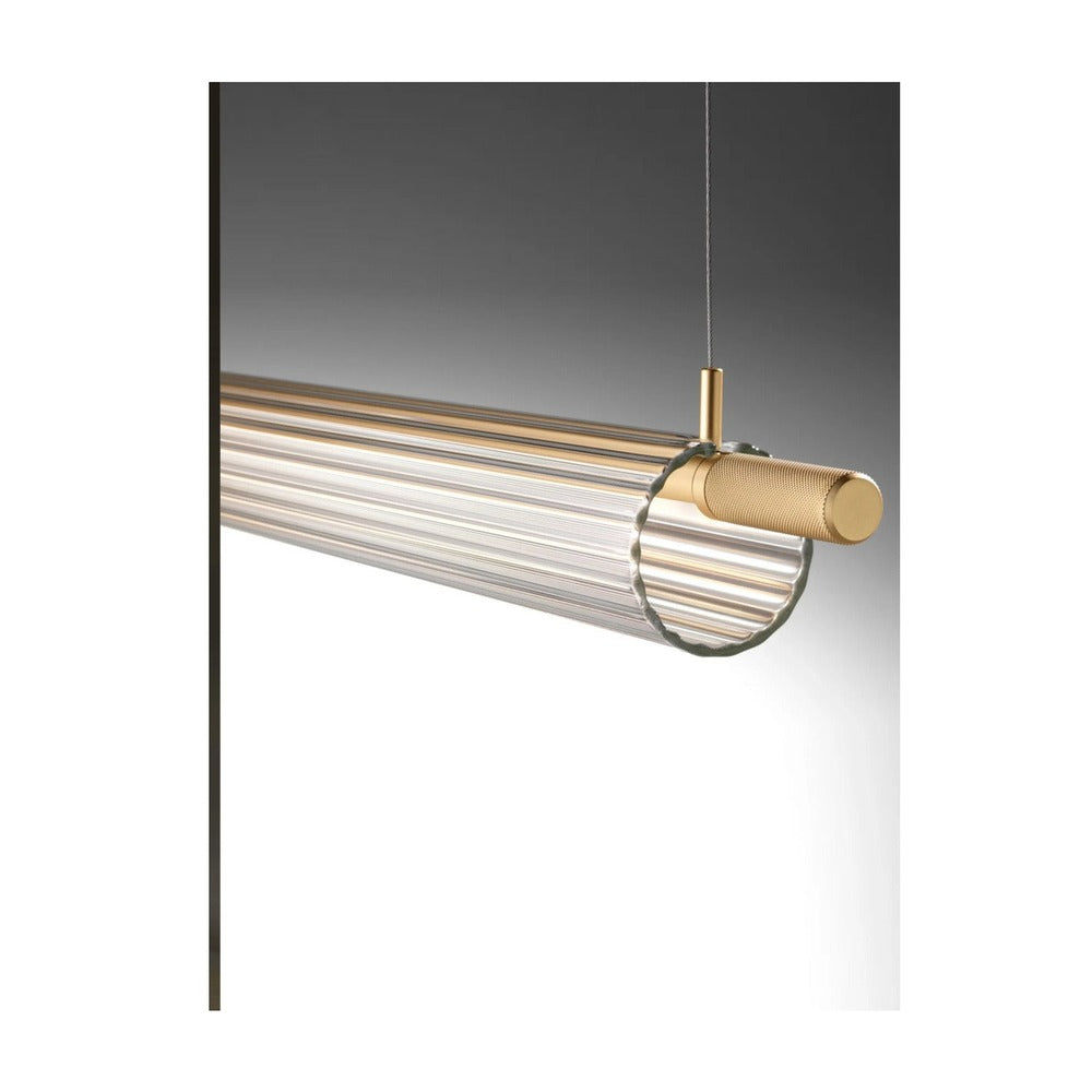 JS-GL-8832-L - Antique Brass Metal & Glass Led Chandelier