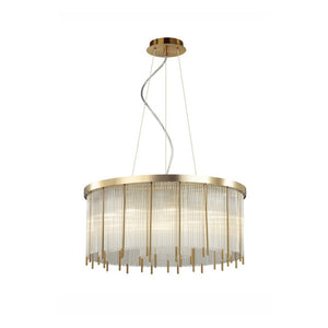 JS-GL-88355-600 - Antique Brass Metal & Glass Modern Chandelier
