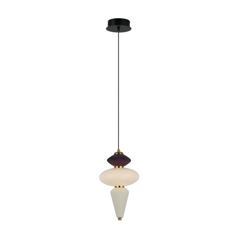 JS-GL-8853-3A - Antique Brass Metal & Glass Marble Hanging Light