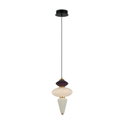 JS-GL-8853-3A - Antique Brass Metal & Glass Marble Hanging Light