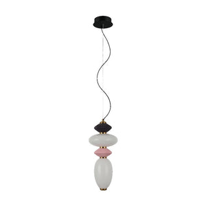 JS-GL-8853-4B - Antique Brass Metal & Ceramic Glass Hanging Light
