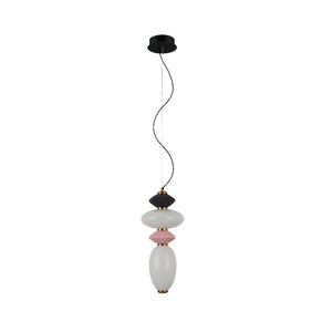 JS-GL-8853-4B - Antique Brass Metal & Ceramic Glass Hanging Light