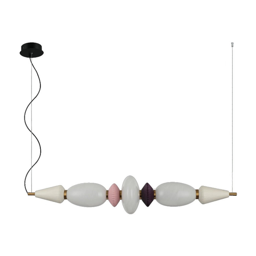 JS-GL-8853-7B - Antique Brass Metal & Ceramic Modern Hanging Light